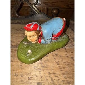 Vintage Funny Golfer Figurine Blowing Golf Ball in Hole Great Gift For Golfers